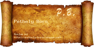 Pethely Bors névjegykártya